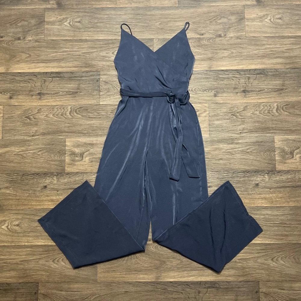 Lulu's Jumpsuit | 'Love Like That' Washed Navy Blue Satin Sleeveless Medium